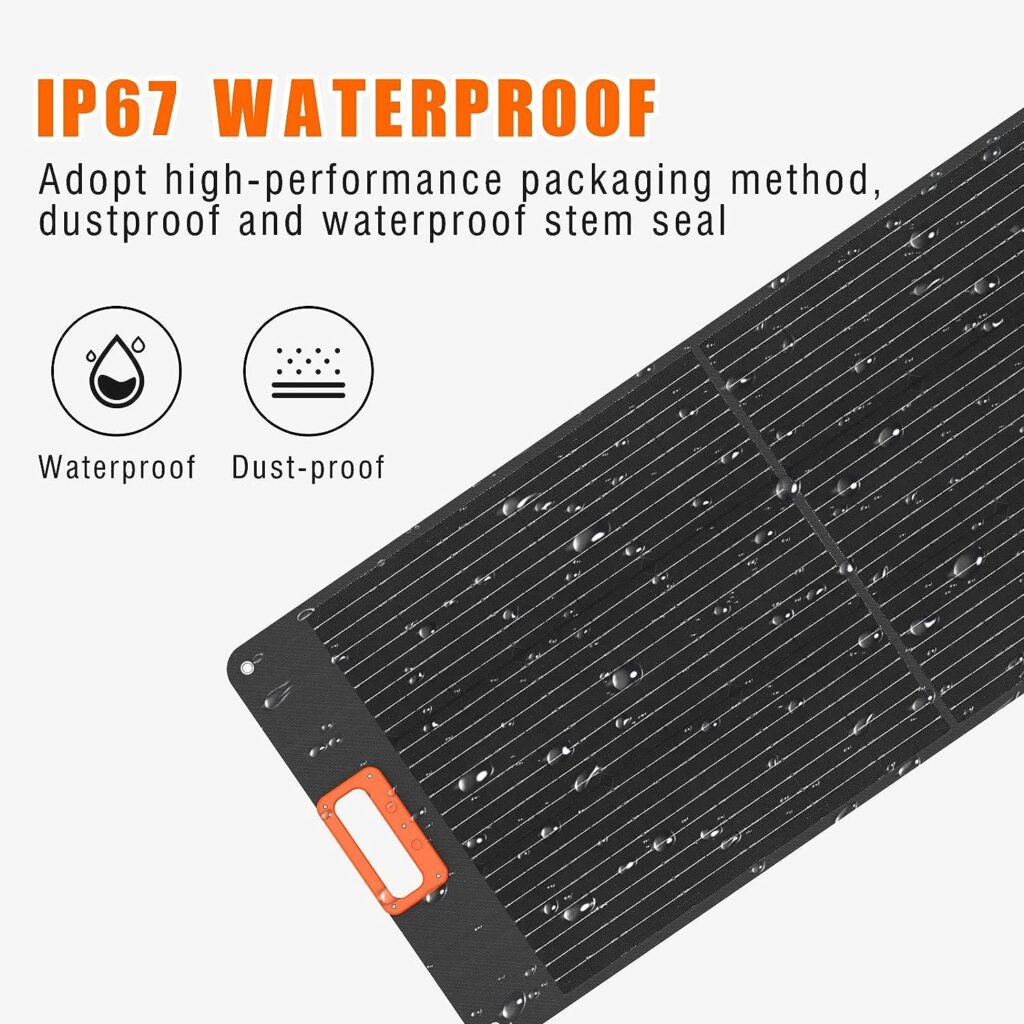 100W Solar Panel, Portable Solar Panel Kit for Power Station, Foldable Monocrystalline Solar Cell Solar Charger with USB Outputs for Outdoor Camping Phones Off-grid Home, Up To 23% High Conversion