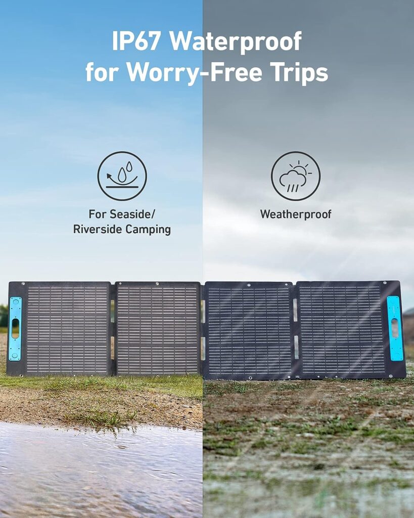 Anker 531 Solar Panel, 200W Foldable Portable Solar Charger, IP67 Waterproof, 23% Higher Energy Conversion Efficiency,Smart Sunlight Alignment via Suncast, For Camping, RV (Only for PowerHouse 767)