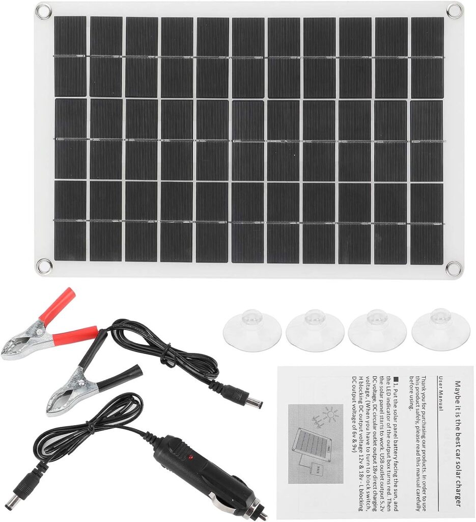 Aramox Portable 100W Monocrystalline Solar Panel 12/24V with USB Output Compatible with Caravan Yachts