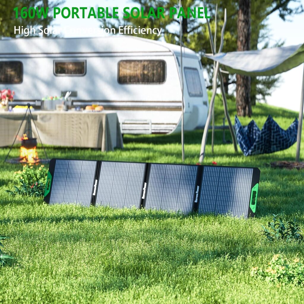 Borrow Power 160W 20Volt Portable Solar Panel kit for Home, Solar Panel with 3 USB+DC+MC4 Output,Compatible with Smartphone Laptop Generators Power Station Camping Campervan Off-Grid Home