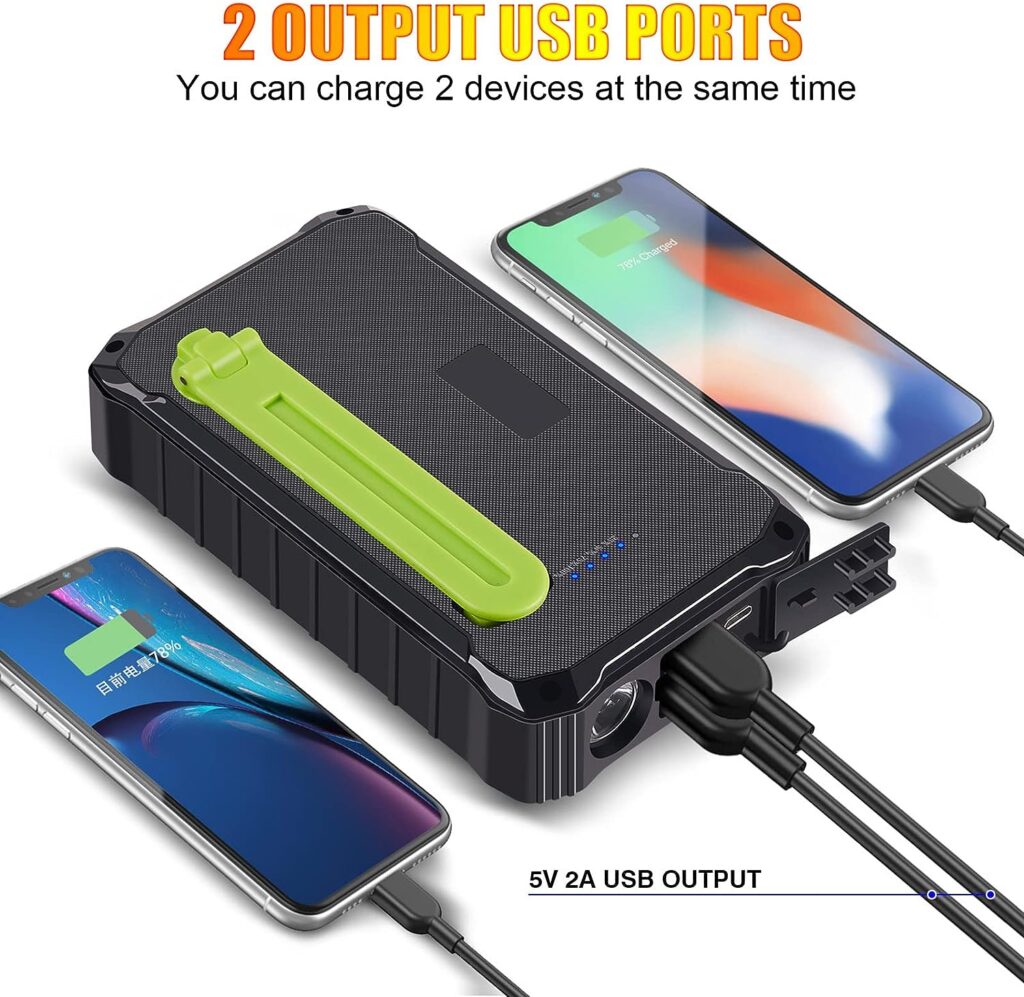 CXYP Solar Charger Power Bank, 12000 mAh Hand Crank Generator External Battery with Dual USB Outputs and LED Light for Camping, Tablet,Camera: Amazon.co.uk: Electronics  Photo