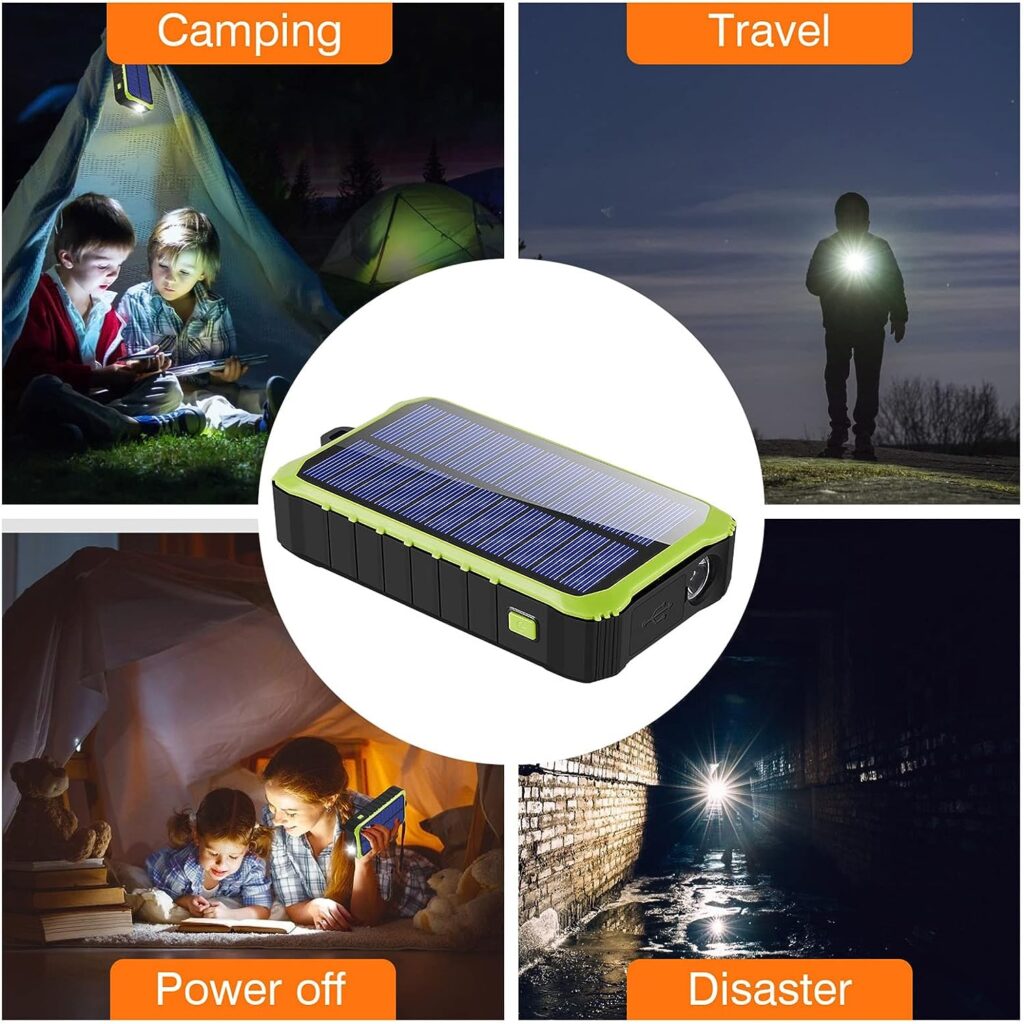 CXYP Solar Charger Power Bank, 12000 mAh Hand Crank Generator External Battery with Dual USB Outputs and LED Light for Camping, Tablet,Camera: Amazon.co.uk: Electronics  Photo