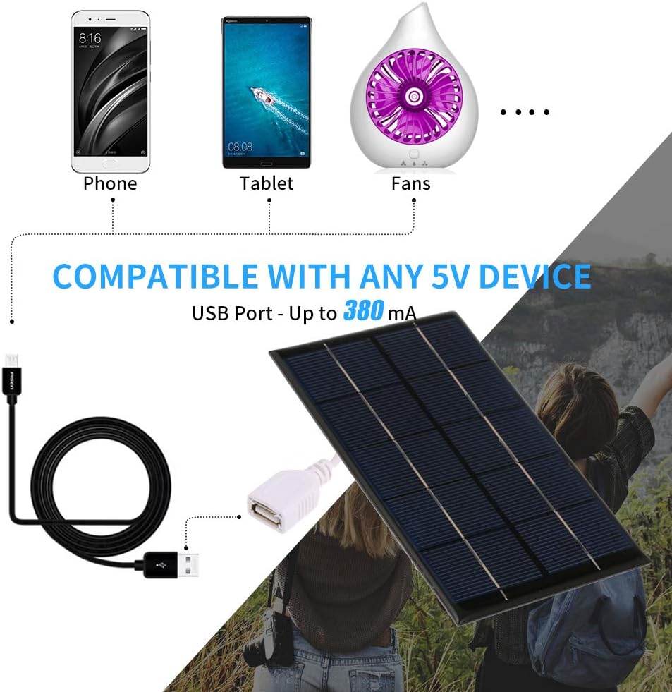 Decdeal Portable Solar Charger 2 W / 5 V with USB Connection Monocrystalline Silicone Compact Solar Panel Phone Mobile Phone Power Bank Charger