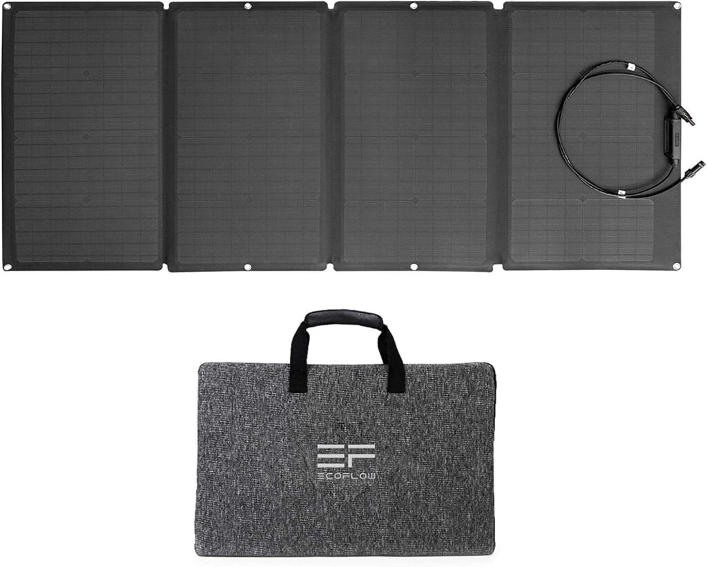 EF ECOFLOW 160W Portable Solar Panel for Power Station, Foldable Solar Charger Chainable with Adjustable Kickstand, Waterproof IP67 for Outdoor Camping RV Off Grid System