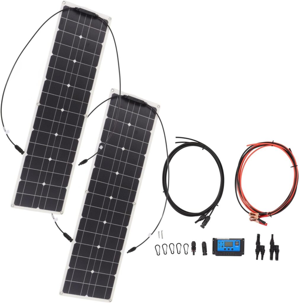 Eujgoov 100W Flexible Solar Panel Kit White Double Board with 40A Controller for RV Camping