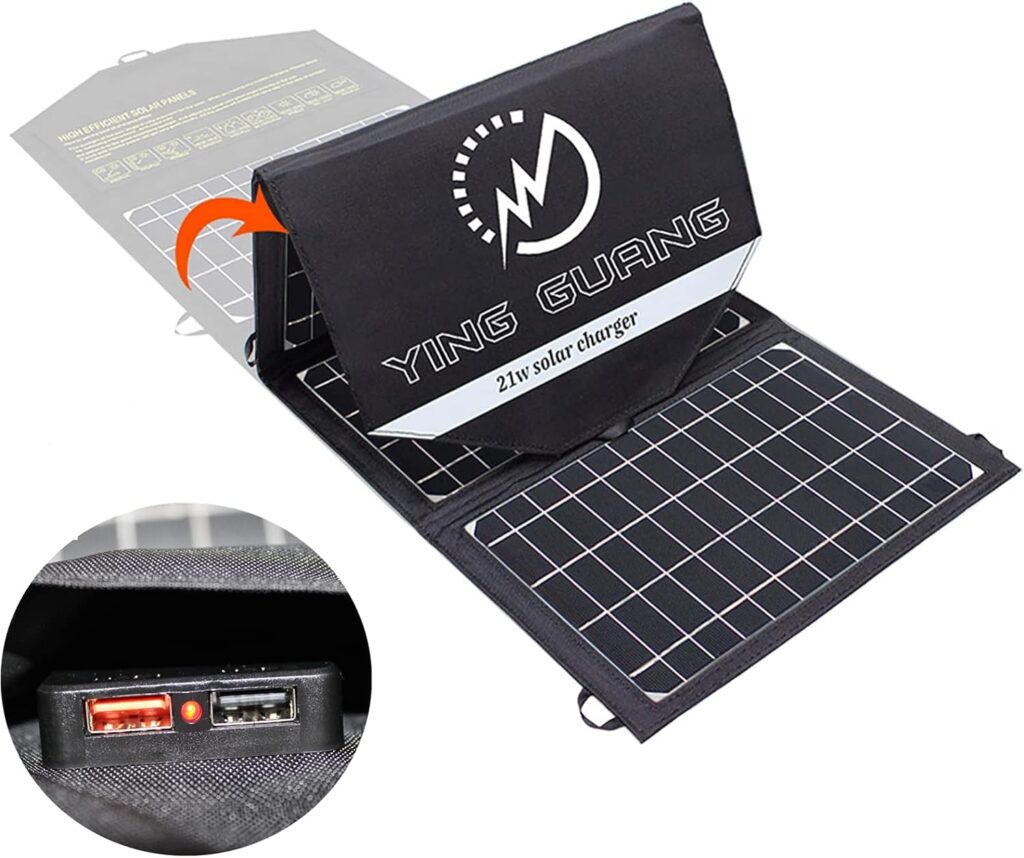 Foldable Solar Charger 21W 5V/4.8A Total Maximum Monocrystalline Solar Panel Charger 2 USB ports Waterproof Portable Solar Panels for Mobile phones, Tablets and Other digital devices