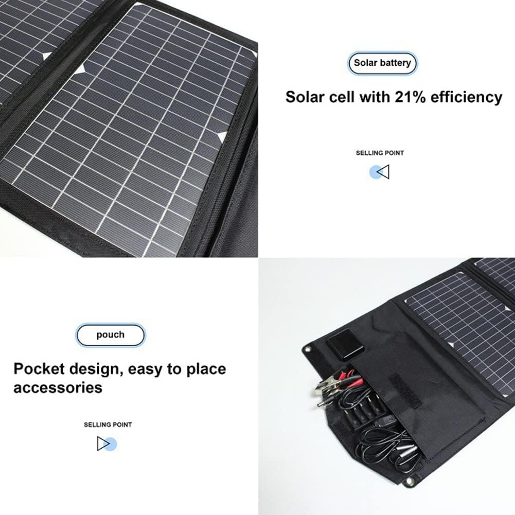 Foldable Solar Panel 28W Kit, Monocrystalline Portable Solar Charger Waterproof Solar Battery, for Portable Power Station, Outdoor, Camping, Laptops, Motorhome