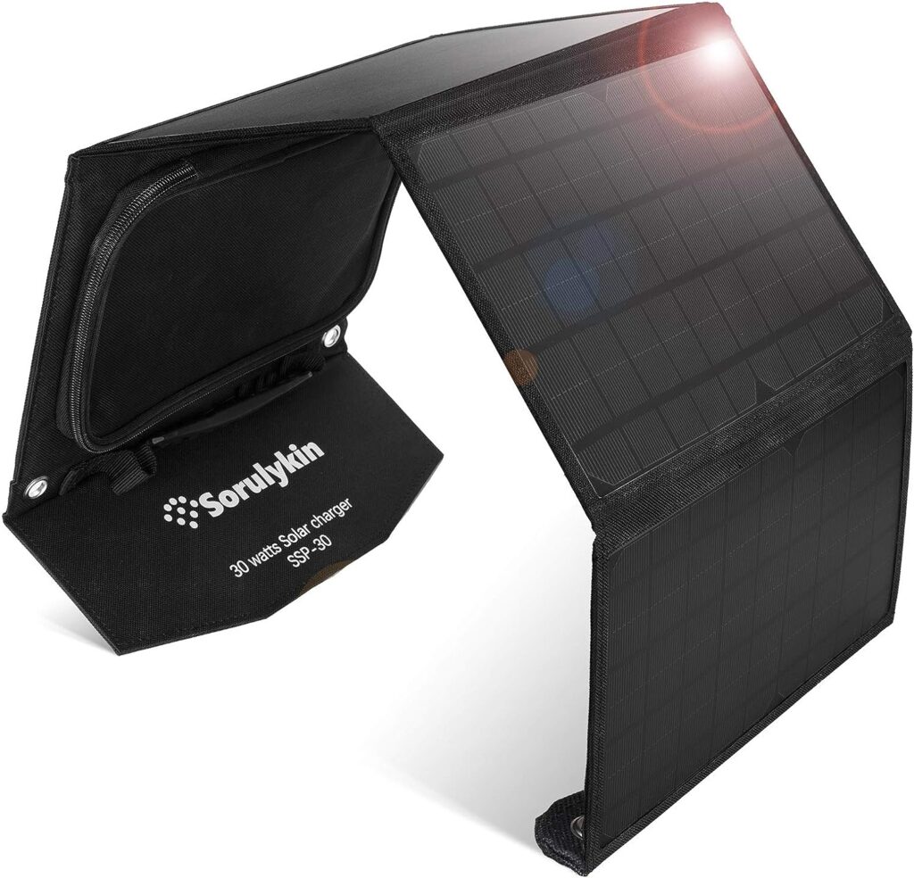 Foldable Solar Panel 30W Portable Outdoor Solar Charger Kit with Dual USB Ports DC Output for Smart Phones iPad and More