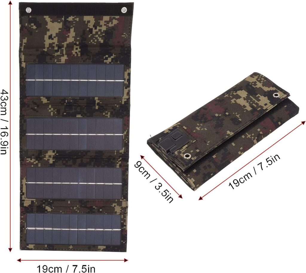 Foldable Solar Panel, 40W 4 Fold Phone Solar Charger Outdoor Portable Solar Panel Charger with 2 Buckles for USB Devices Camping Van RV Trip (Camouflage)