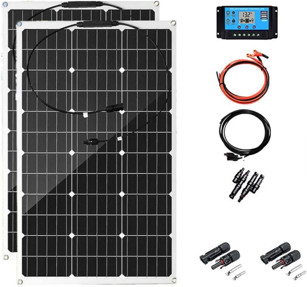 HYQNG 100W 12V Solar Panel Off Grid System, 18V Photovoltaic Monocrystalline Module, 40A Charge Controller for Caravan Home Roof Car Motorhome Power Charger