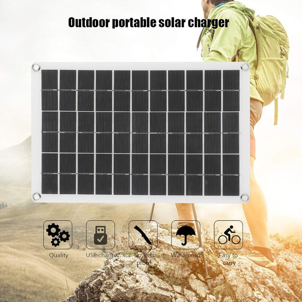 ILFE Portable Solar Panel - Portable Solar Cell Panel 100W Monocrystalline 12/24V USB Output for Car Trailers Yacht