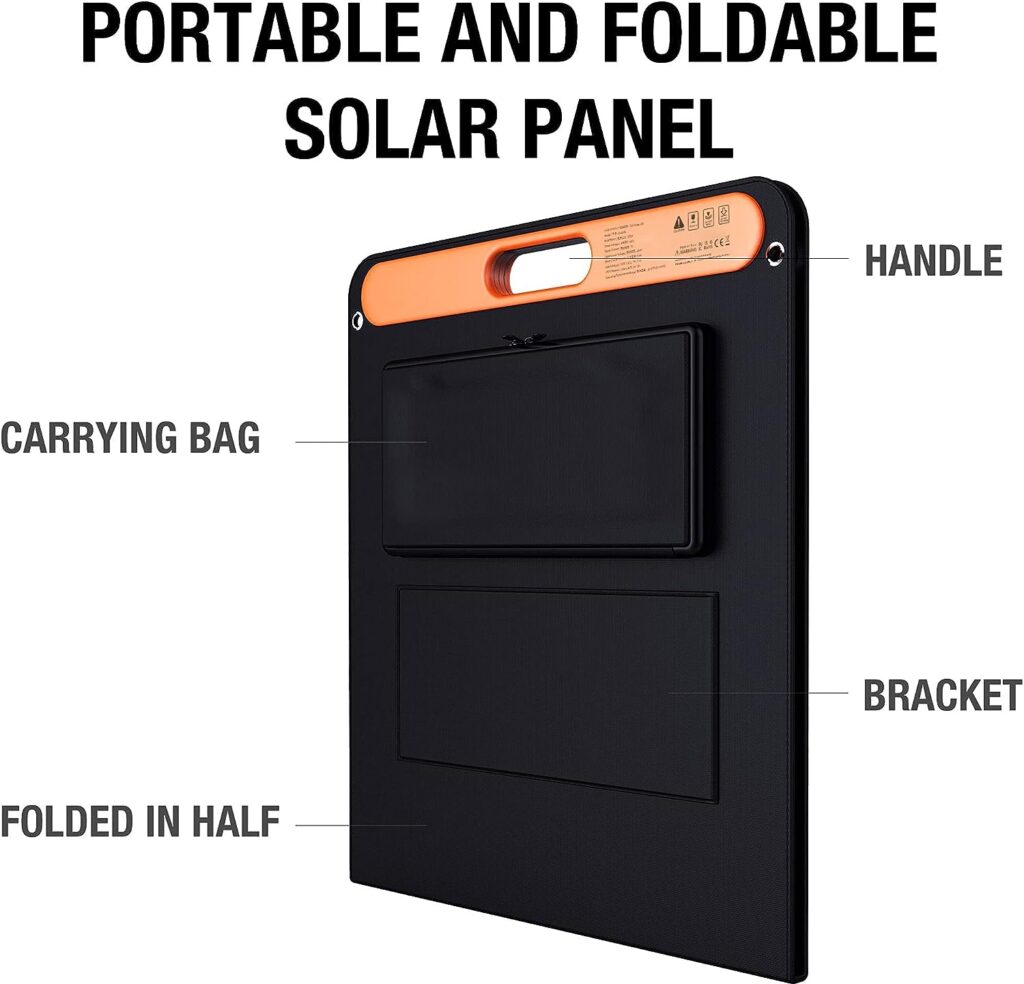 Jackery SolarSaga 100W Portable Solar Panel for Explorer 240/500/1000 Power Station, Foldable Monocrystalline Solar Cell Solar Charger with USB Outputs for Phones Off-Grid Home