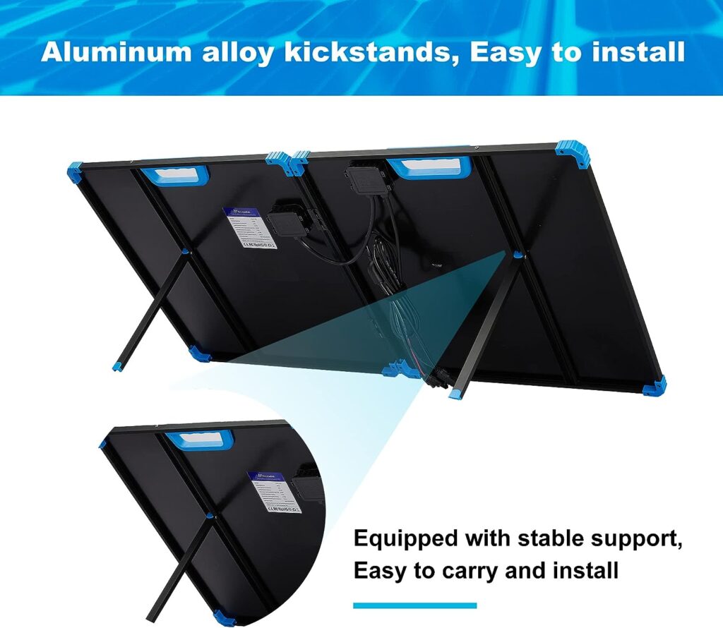 Nicesolar Portable 100W Solar Panel Kit, Extremely Lightweight Foldable Solar Panel for Portable Power Station  Lead-Acid  Lithium  LiFePO4 12V Battery for Camping Outdoor Boat RV
