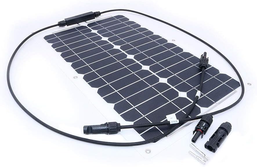 NUZAMAS 20W 12V Solar Panel Charger Cell Ultra Thin Flexible with Connector Charging for RV Boat Cabin Tent Car(Compatibility with 18V and Below Devices)