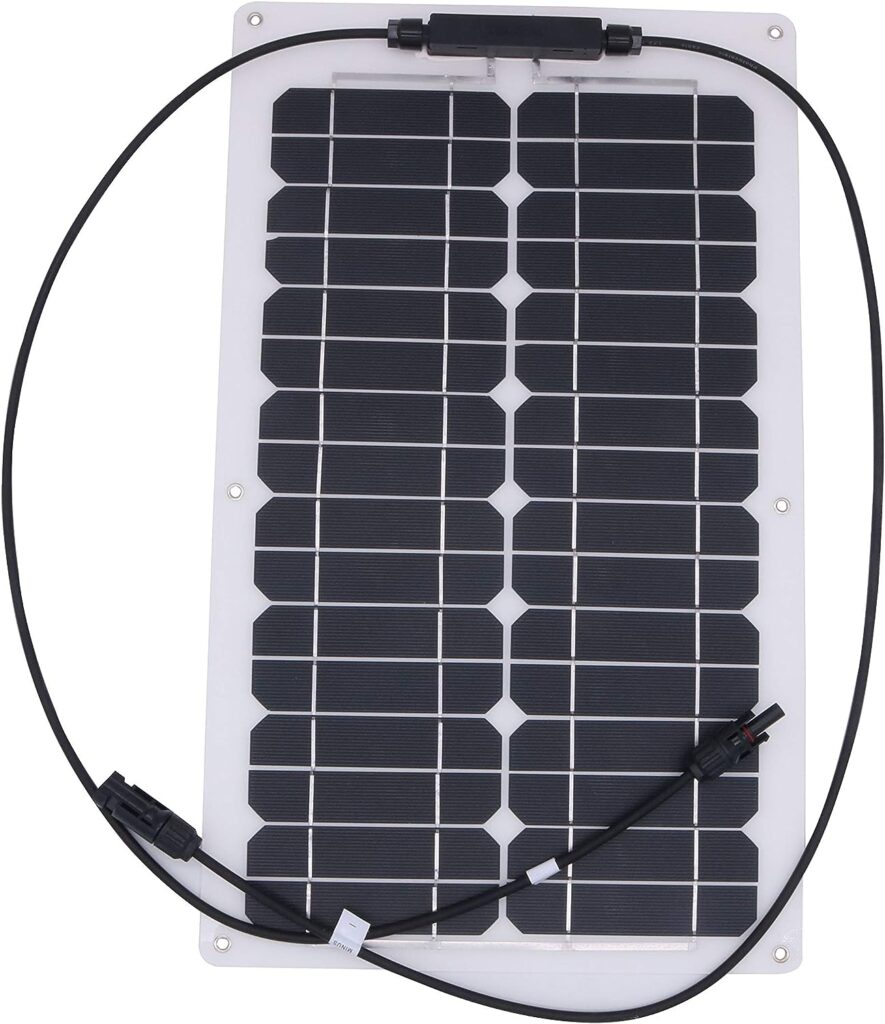 NUZAMAS 20W 12V Solar Panel Charger Cell Ultra Thin Flexible with Connector Charging for RV Boat Cabin Tent Car(Compatibility with 18V and Below Devices)
