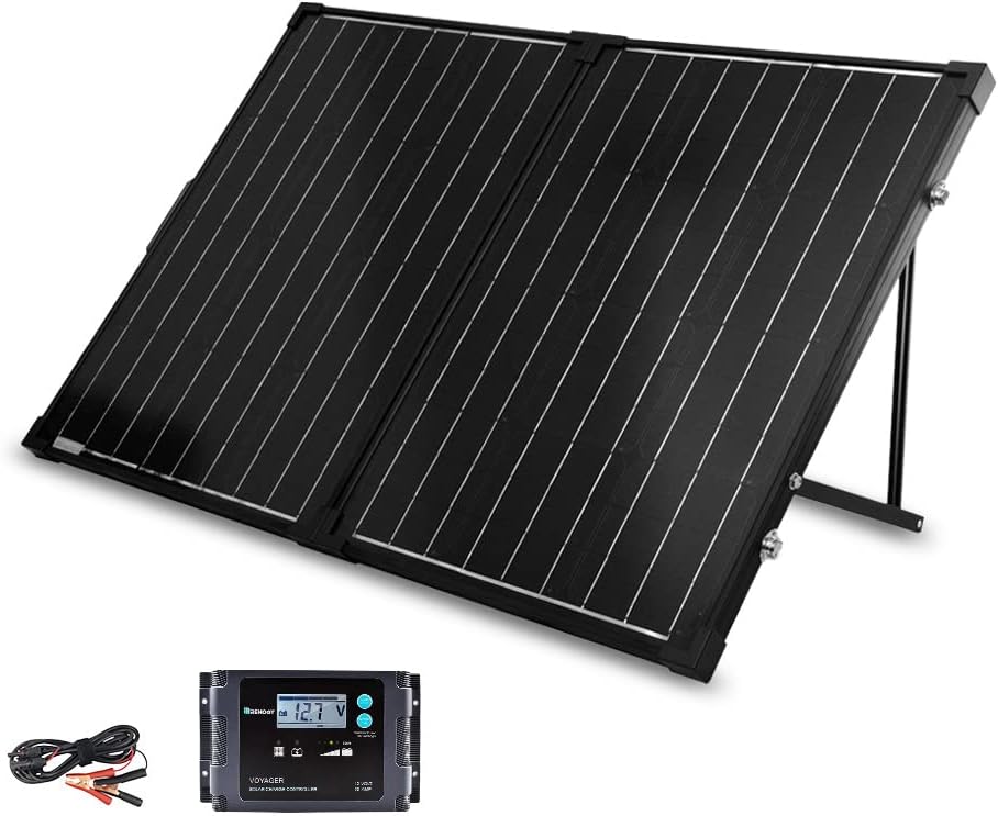 Renogy 100 Watt 12 Volt Portable Panel with Waterproof 20A Charger Controller Foldable 100W Solar Suitcase with Adjustable Kickstand for Power Station, Panel-20A, Black