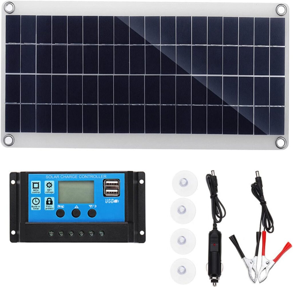 Solar Panels 300 Watts, Portable Campervan Solar Panel Complete Kit with 50a Controller Monocrystalline Pv Module for Rv, Van, Camper, Boat and Off-Grid Applications