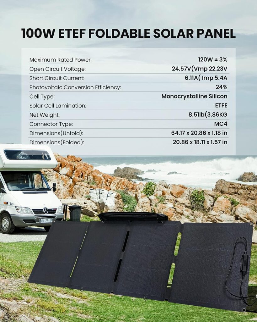 StormRock 120W Foldable Solar Panel for Portable Power Station, Monocrystalline Solar Charger Kit with IP67 Waterproof, ETFE Film, Adjustable Kickstand Case for Outdoor Camping, RV, Off-Grid System