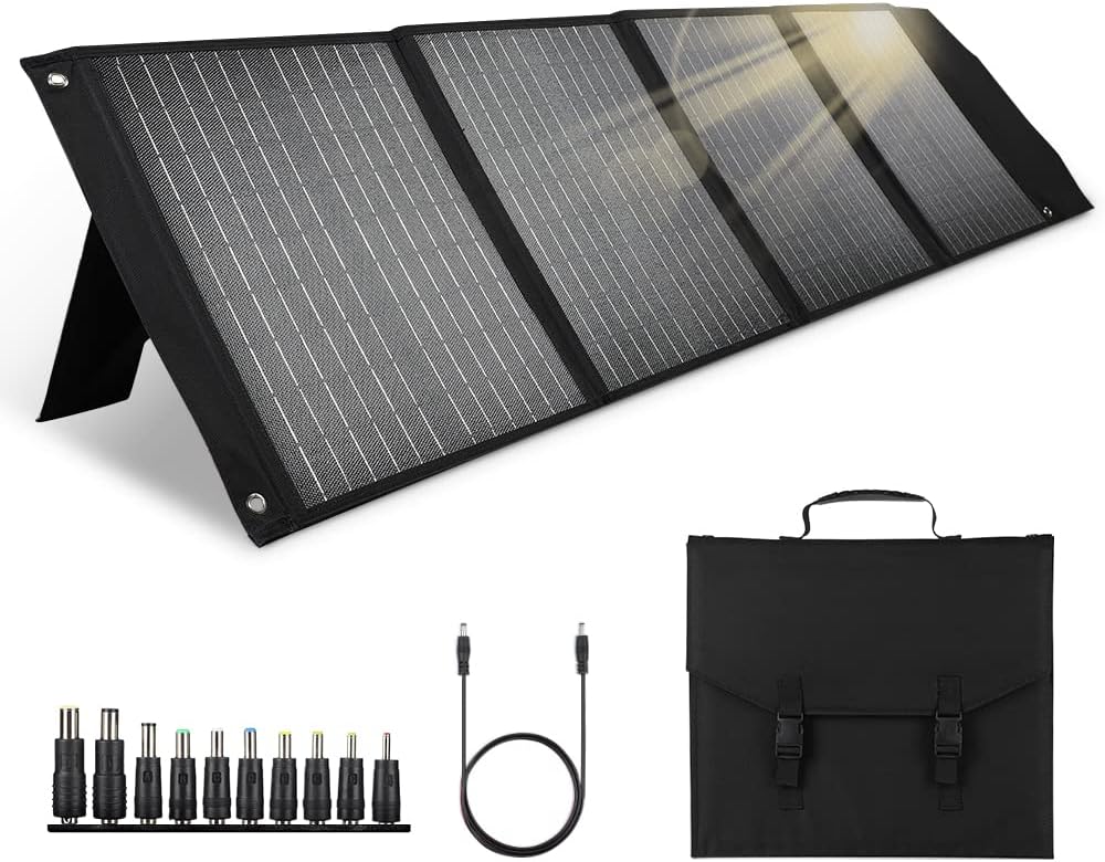 SUNYIMA 100W 18V Portable Solar Cells, Folding Monocrystalline Solar Panels with USB/QC 3.0 Compatible with Solar Generator Power Station for Camping, Mobile Phone, Tablet, Motorhome, Fishing