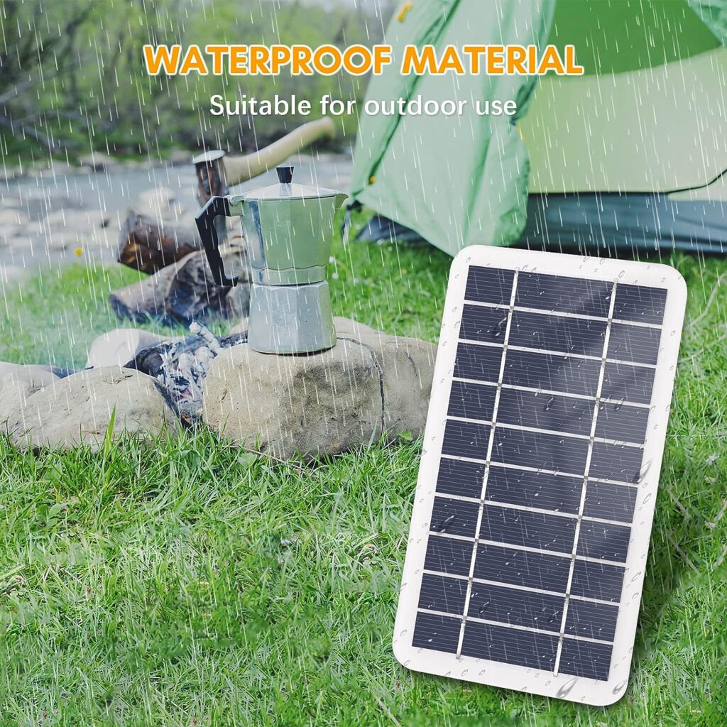 Irishom 2W 5V Portable Solar Charger Waterproof Solar Panel Charger for Camping with Micro USB Plug for Charging Mobile Phones Mini Fans LED Light Home Monitor Camera