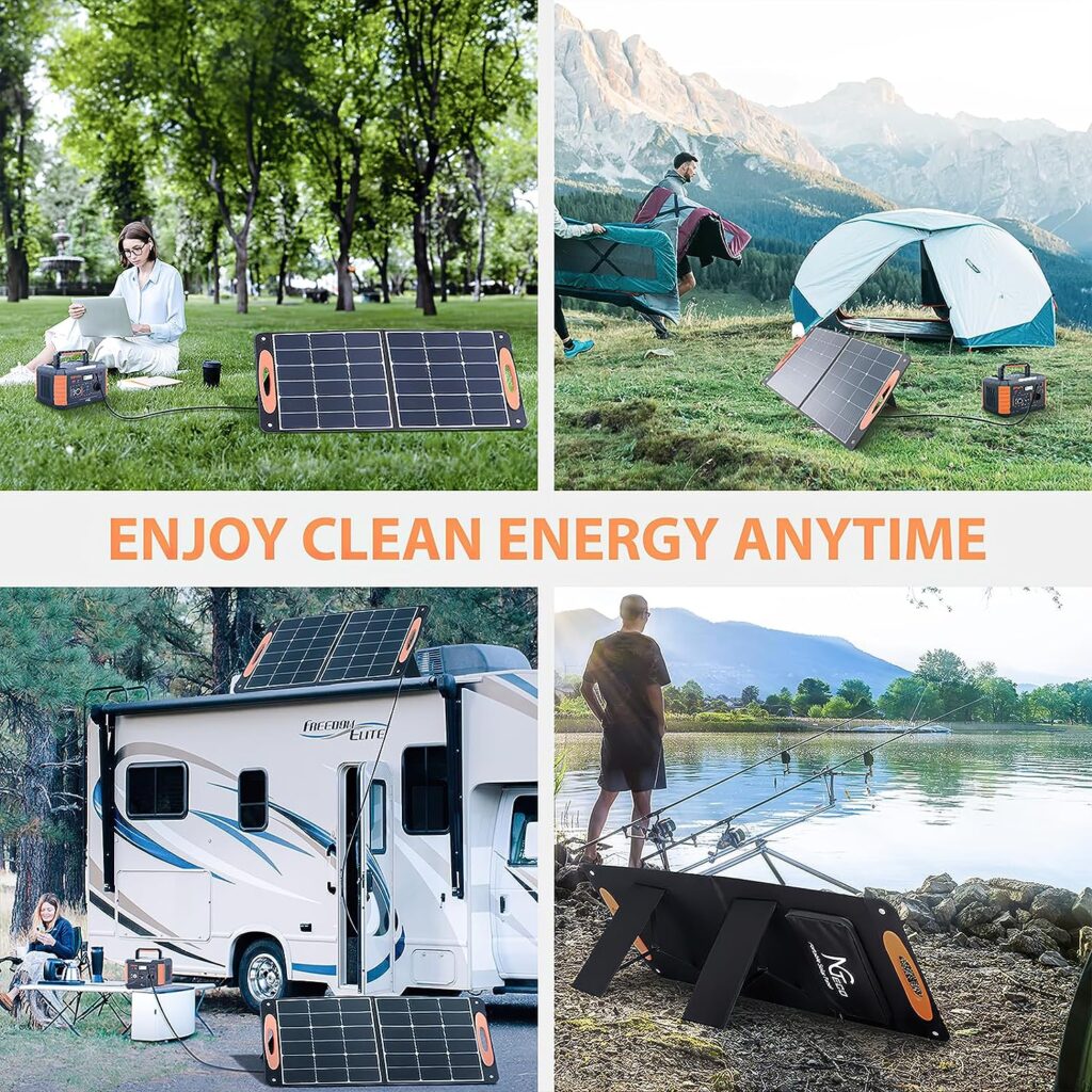 NGTeco Solar Panel, ETFE Material, 24% High Conversion Rate Small Folding Solar Charger (100W 20V 5A),DC Output USB AC Port,IP65 Waterproof Disaster Prevention Supplies