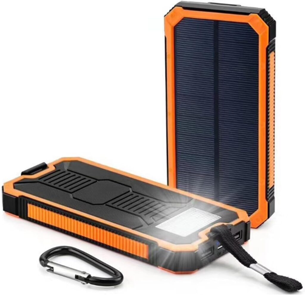 Ruiqas 20000mAh Solar Power Bank Portable Camping Solar Phone Charger Battery Pack with Dual USB Ports and LED Light