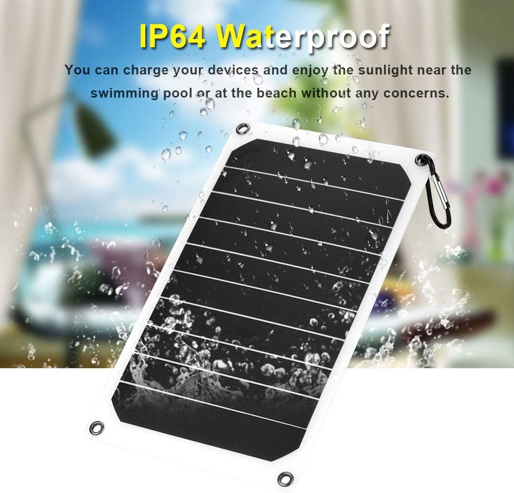 Solar Panel Charger, Portable 10W 5V Solar Power Bank IP64 Waterproof Solar Panel Mobile Power Charger Outdoor