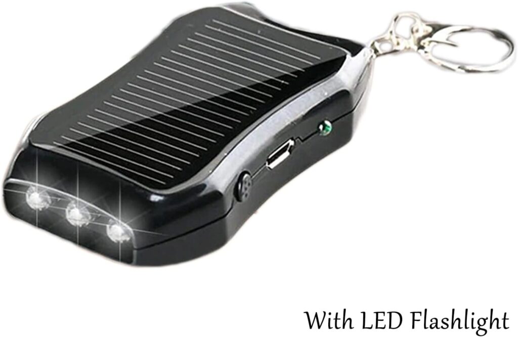 UGIF 1200mAH Solar Power Bank Keychain, Key Ring Mini Power Bank, Portable Solar Charger Keychain, with LED Torch, for Outdoor Emergency Phone Charger