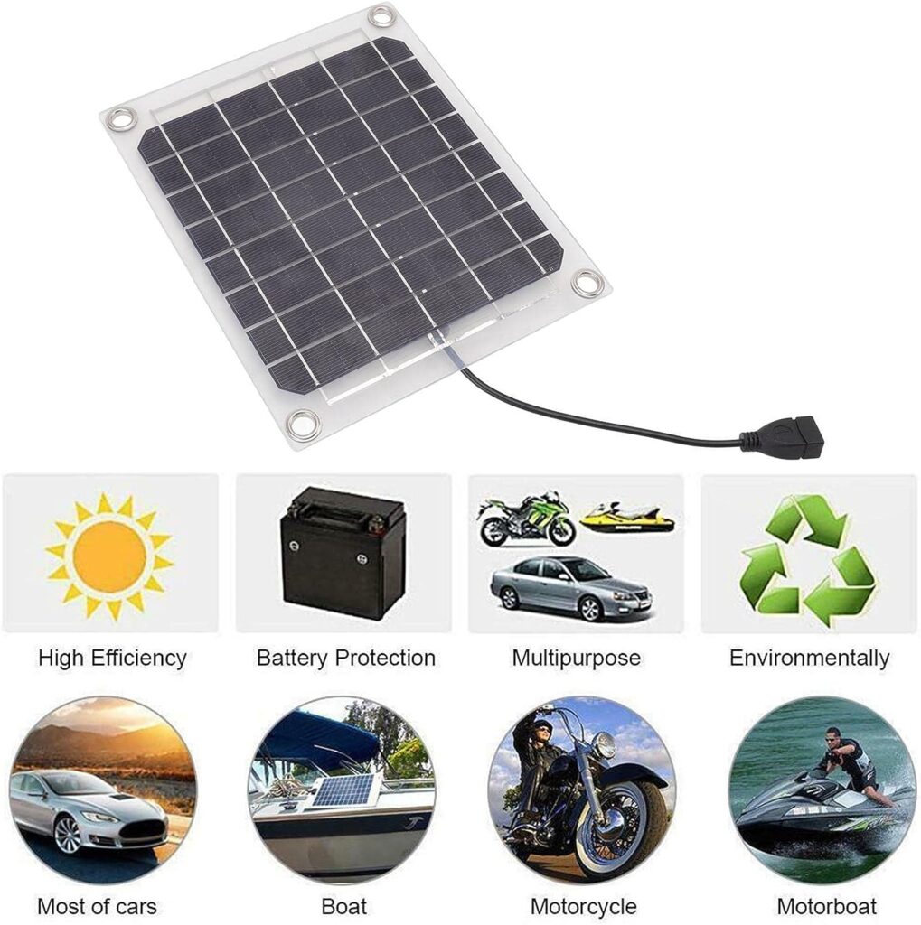 Voiakiu Portable Solar Panel, 10W USB Battery Pack - Wireless Solar Power Bank Built-in Microprocessor Portable Charger for Mobile Phone Tablet and Outdoor Camping