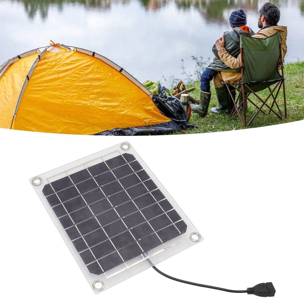 Voiakiu Portable Solar Panel, 10W USB Battery Pack - Wireless Solar Power Bank Built-in Microprocessor Portable Charger for Mobile Phone Tablet and Outdoor Camping