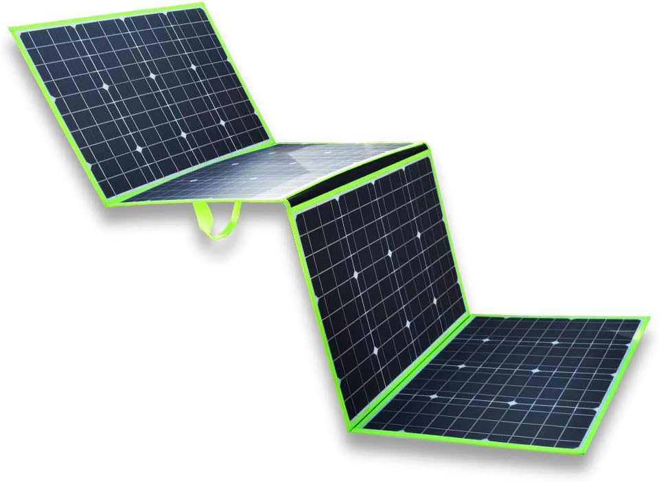 XINPUGUANG 200w 4 x 50 watt 12v Solar Panel Monocrystalline Foldable Solar Charger 20A Dual USB Controller Photovoltaic Cable for Camper Car Tent Motorhome Boat 12v Battery Charging (Green)