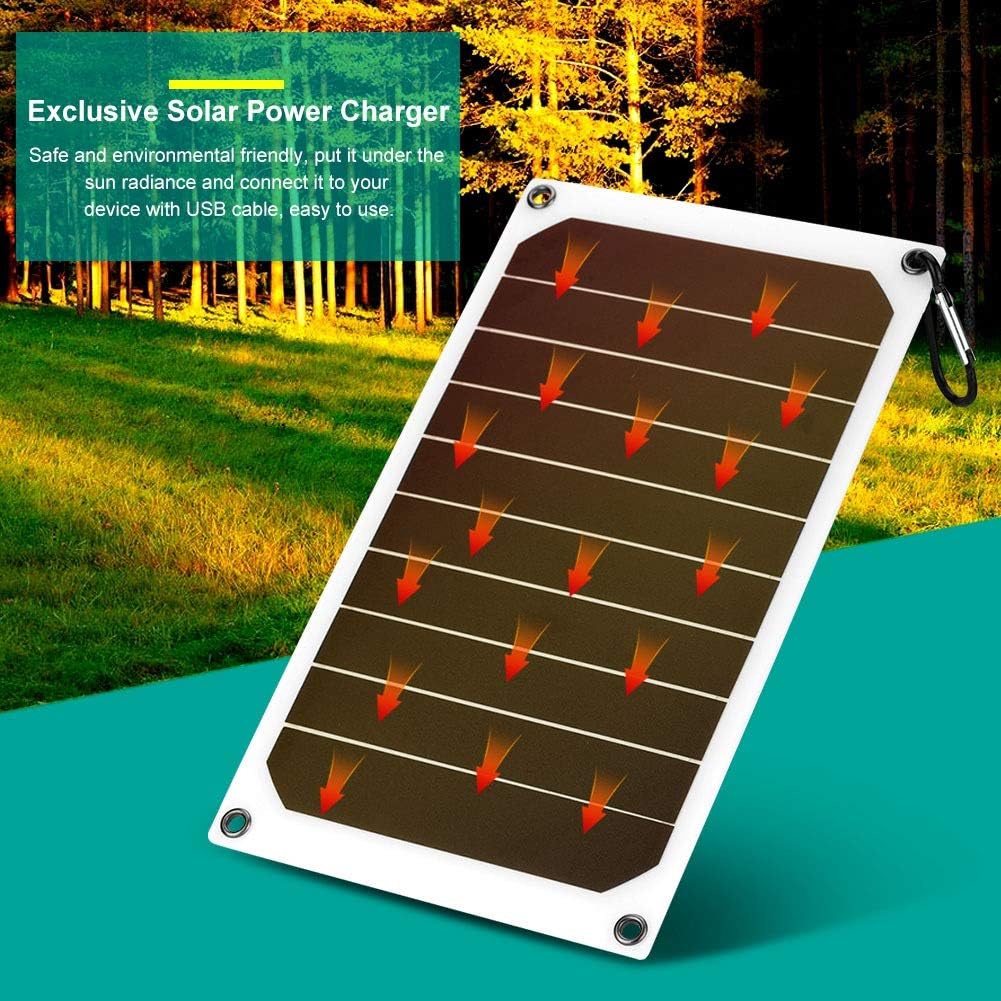 Fyearfly Solar Power Panel Charger, Portable 10W Outdoor IP64 Waterproof Solar Panel Mobile Power Charger 5V USB Output