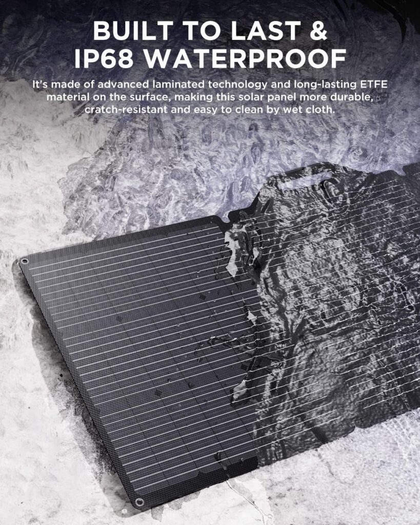 【IP68 Waterproof】BigBlue 200W Portable ETFE Solar Panels with MC4 Connector, 52.8V SolarPowa 200 Solar Charger with Kickstands for Camping, RV; Fast Charge Cellpowa 2500 and Other Brand Power Station