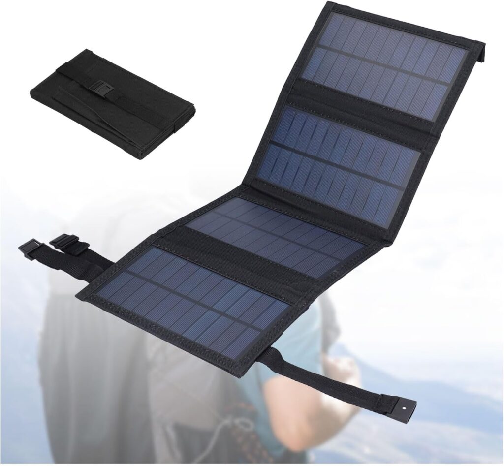20W Portable Solar Panel, Foldable USB Solar Panel Charger, IP65 Waterproof, USB5V Output, Unfolded 480x185mm Solar Panels for Phone, Laptop, Tablet, etc.(Black)