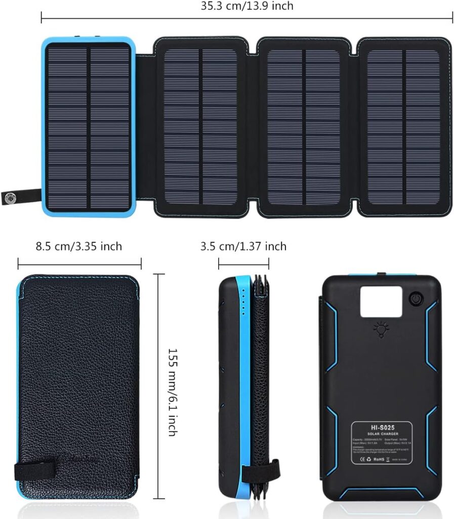 Hiluckey Solar Power Bank 25000mAh Portable Solar Charger External Battery Packs with Dual USB Outputs Solar Phone Charger for Smartphones, Tablets and Outdoor Camping